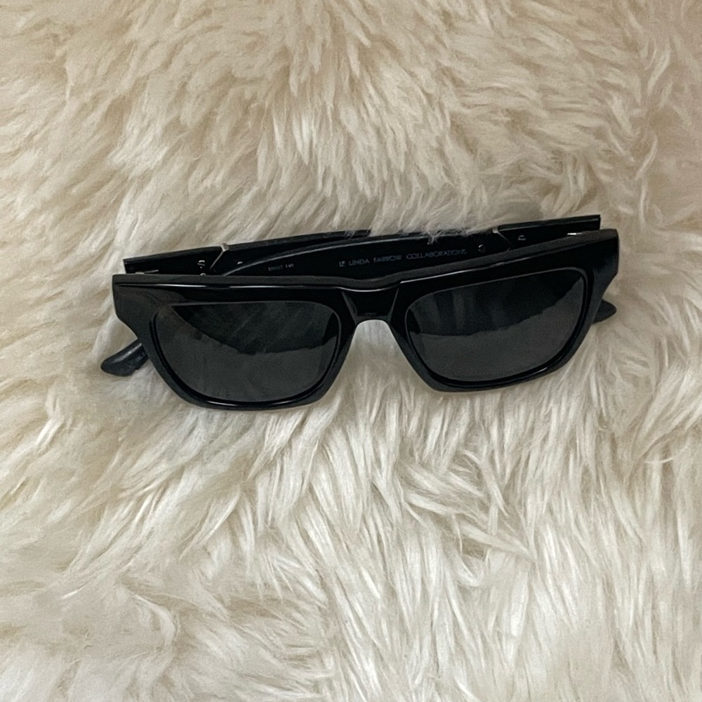 Vintage | rare linda farrow x the row black square wayfarer sunglasses